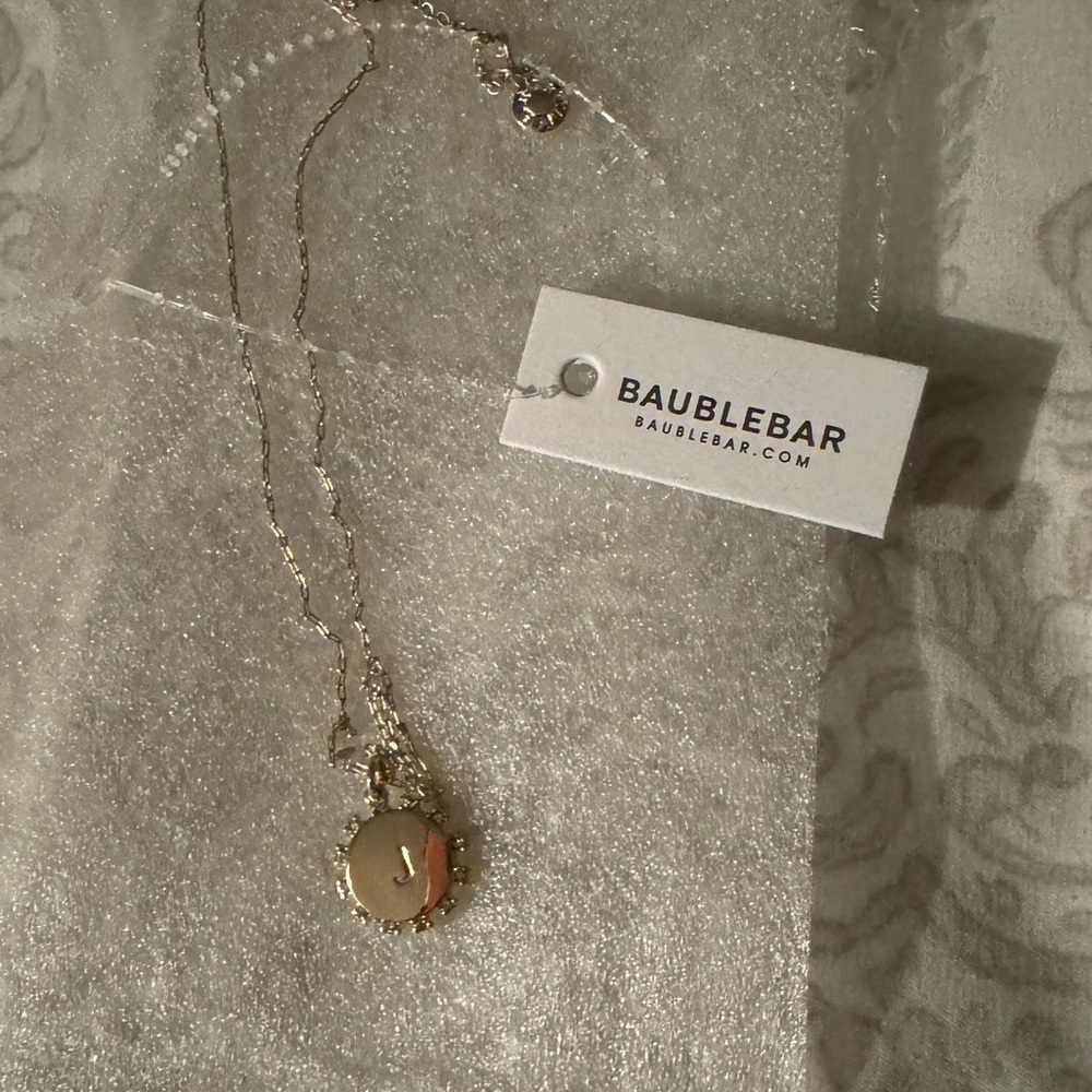 BNWT Baublebar J initial sunburst necklace
